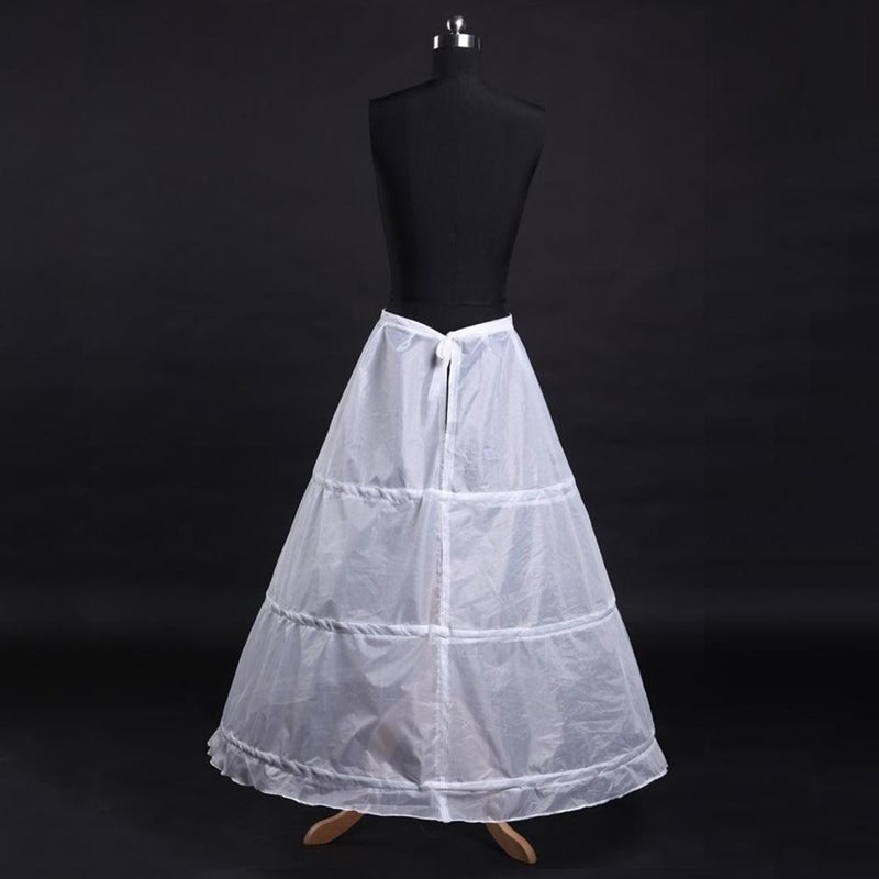 1X Fashion 3 Hoops Long Dress Gown Crinoline Petticoat Underskirt Slip for-Bride